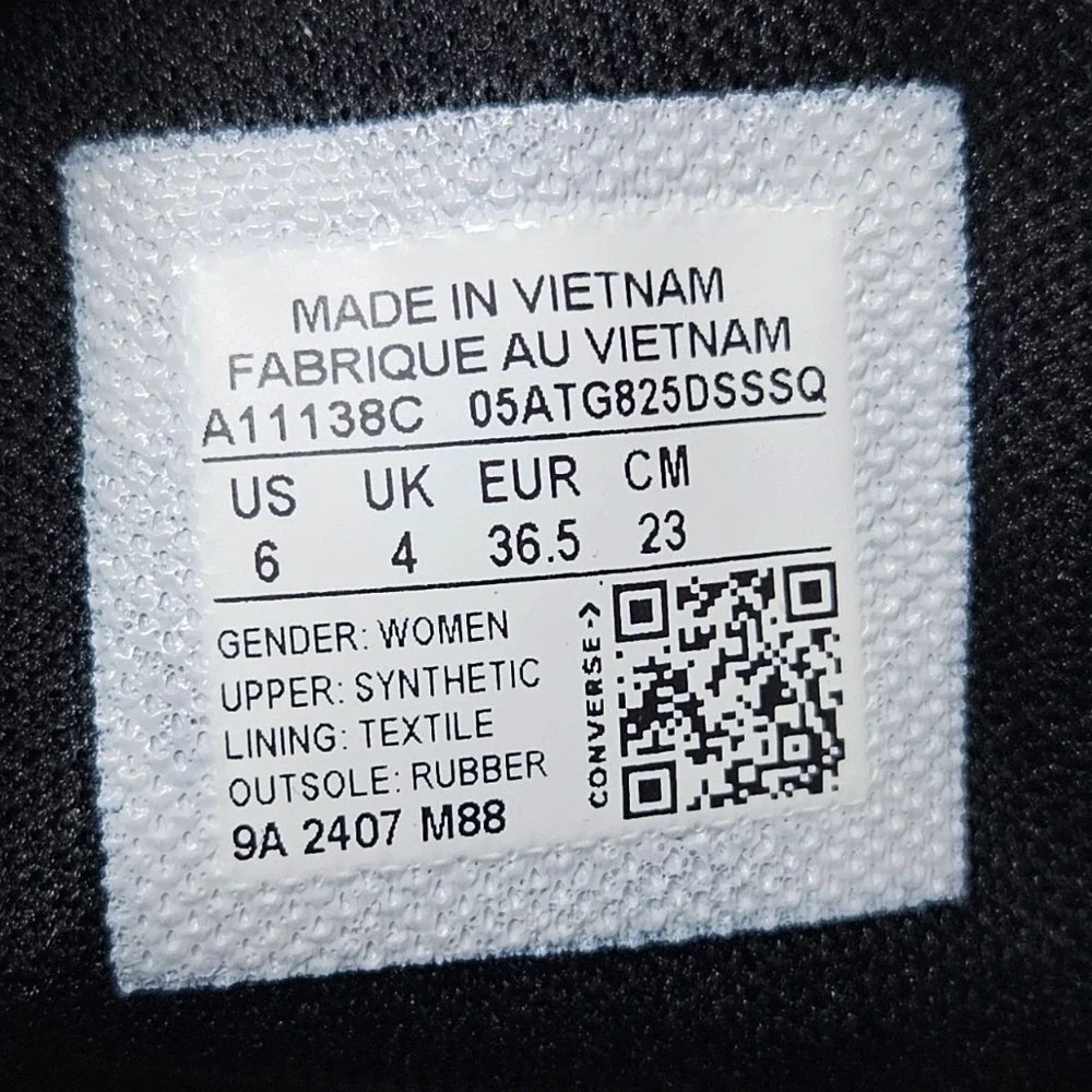 Converse Chuck Taylor All Star Oxfords A11138C Glitter Black Egret Women Size 6 - Picture 8 of 9